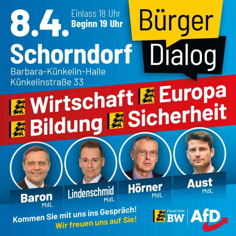 Bürgerdialog der AfD-Landtagsfraktion am 08.04.2024 in Schorndorf